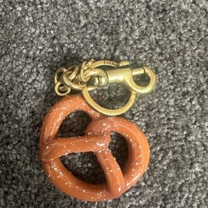 Coach Gold and Brown Pretzel Key Holder